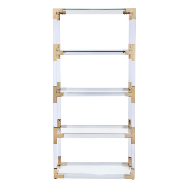 The Mira Étagère features a lucite frame with gold-plated stainless steel accents. Four enclosed shelves provide elegant...
