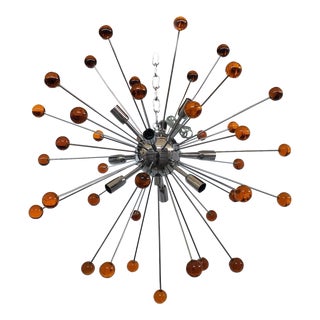 Contemporary Amber “Star” Murano Glass Sputnik Chandelier For Sale