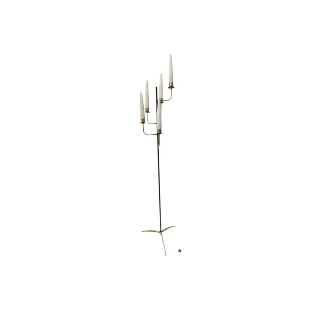 Brass & Opaline Glass Floor Lamp, 1950s For Sale - Image 11 of 11