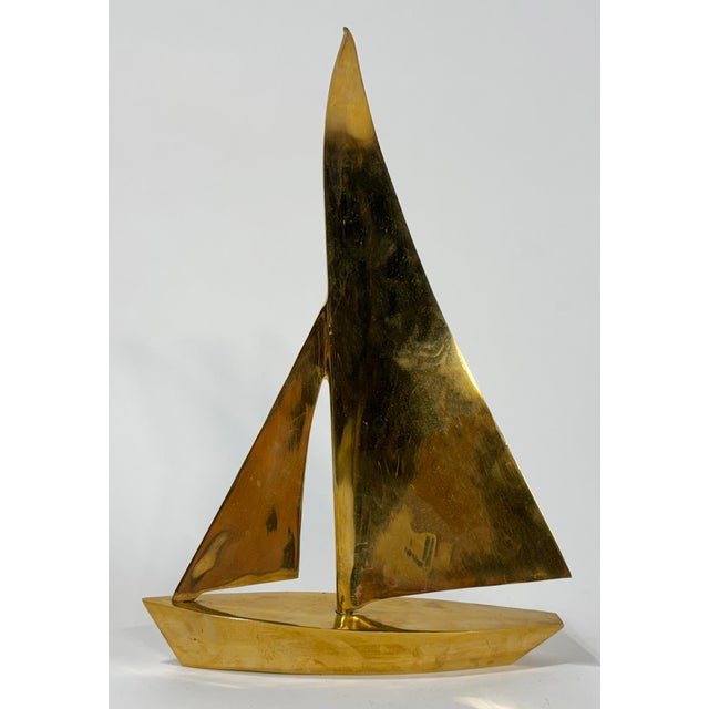 Vintage Oversized Solid Brass Sailboat For Sale - Image 4 of 7