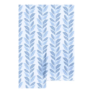 Garden Leaf Stripe Grasscloth Wallpaper by House Party | French Blue | 6 Yards For Sale