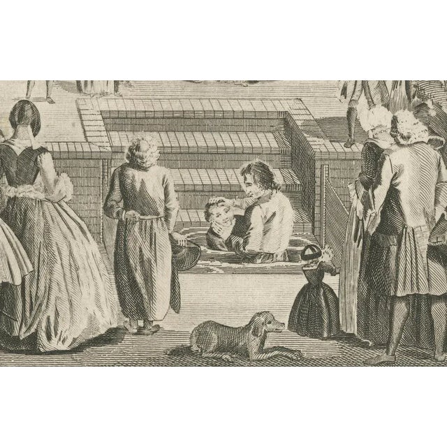 Portlock, Baptism Ceremony of Rijnsburg Collegiants, Germany, Engraving, 1790 For Sale - Image 6 of 7