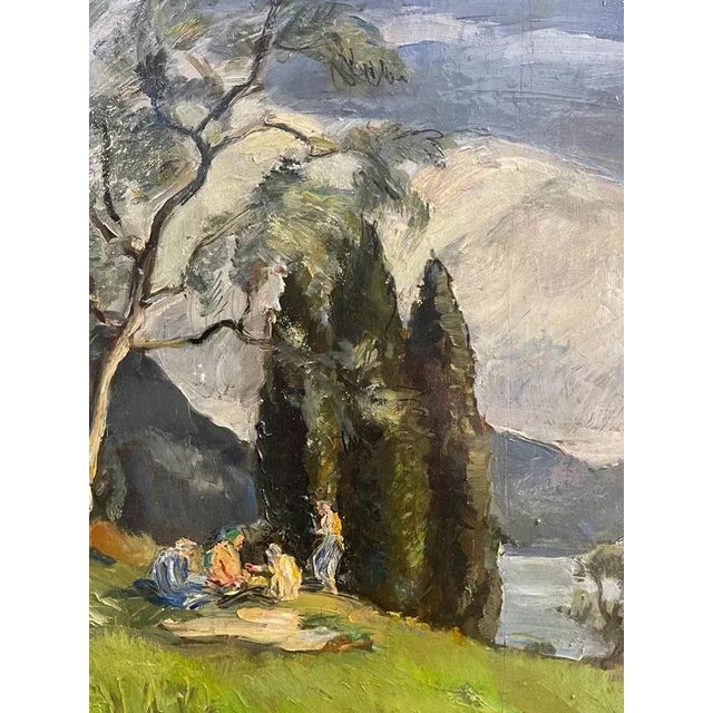 Fossombrone, Landscape with Figures, Oil on Panel, Framed For Sale - Image 3 of 7