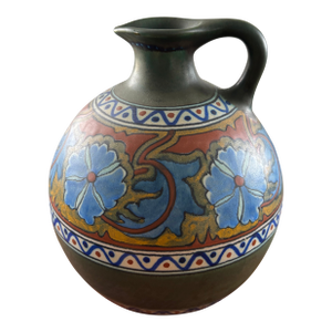 1920s Antique Gouda Pitcher Vase Anjer “ Carnation Pattern