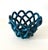 Large woven ceramic center piece bowl in glossy cerulean blue glaze. Handcrafted and possibly of French or Italian origin....