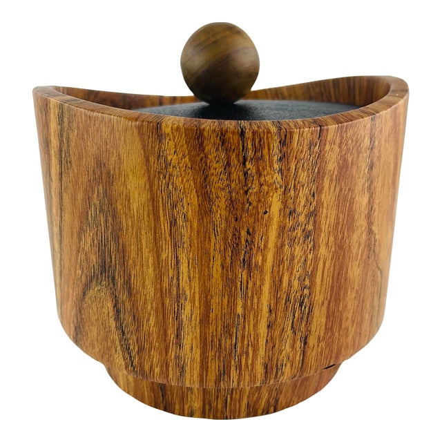 Kraftware MidCentury Faux Wood Ice Bucket Chairish