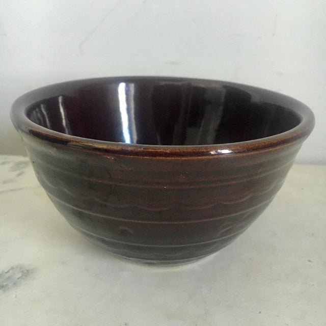Early 20th Century Early 20th Century Brown Glazed Stoneware Kitchen Bowl For Sale - Image 5 of 5