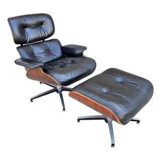 1970s Mid Century Eames Style Lounge Chair and Ottoman by Plycraft For Sale