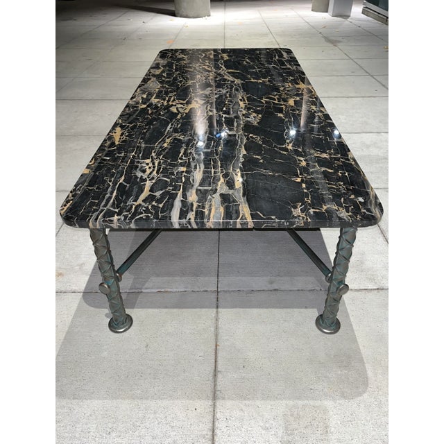 Manner of Ilana Goor Steel “Rebar” Coffee in Portoro Marble For Sale - Image 9 of 13