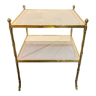 Bagues Style Bamboo Form Table With Leather Top For Sale