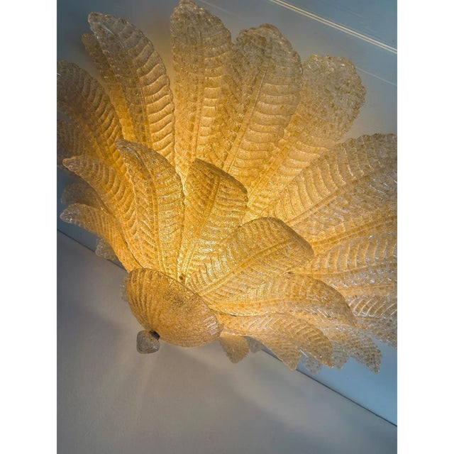 Early 21st Century Venetian Amber Leaves Graniglia Murano Glass Flush Mount by Simoeng for Simoeng For Sale - Image 5 of 8