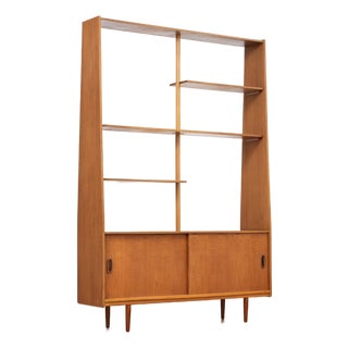 Mid Century Bookcase Room Divider in Teak For Sale