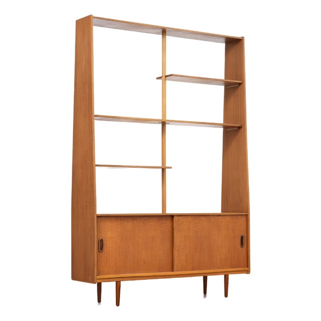 Mid Century Bookcase Room Divider in Teak For Sale