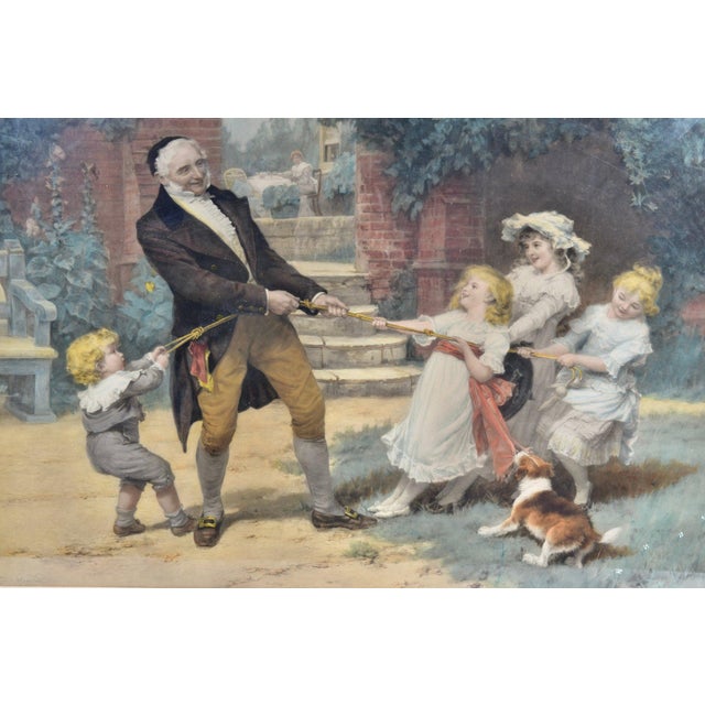 Frederick Morgan "Tug of War" Chromolithograph in Exceptional Antique Gilt Aesthetic Movement Frame For Sale In New York - Image 6 of 10
