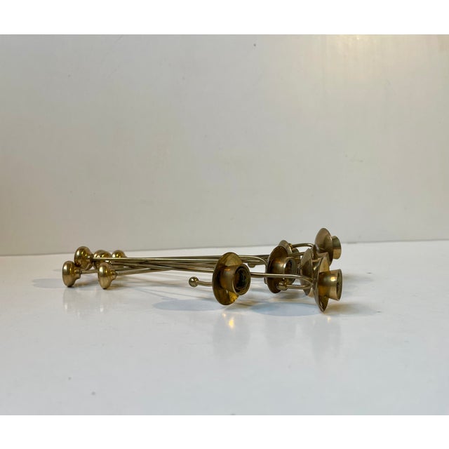 Gold Mid-Century Scandinavian Brass Christmas Tree Candleholders, 1960s, Set of 7 For Sale - Image 8 of 8