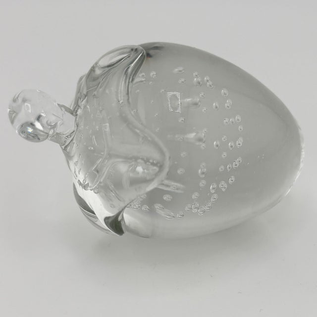 Glass Murano Art Glass Strawberry Paperweight Sculpture With Controlled Bubbles For Sale - Image 7 of 8
