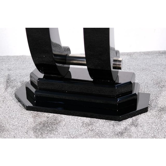 Wood Art Deco Console in Black High-Gloss Lacquer with Chrome, 1930s For Sale - Image 7 of 9
