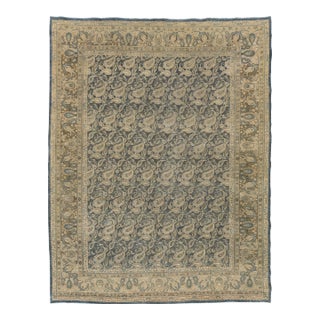 Antique Persian Tabriz Rug – 20th Century Blue & Cream Paisley Boteh Design For Sale