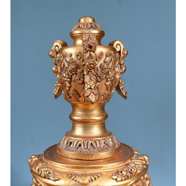 French Rococo Style Gilt Pedestal Stand Tables, 1930s, Set of 2 For Sale - Image 10 of 12