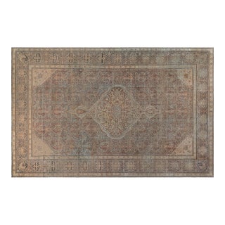Authentic 19th Century Indian Amritsar Beige Brown Handmade Wool Rug For Sale