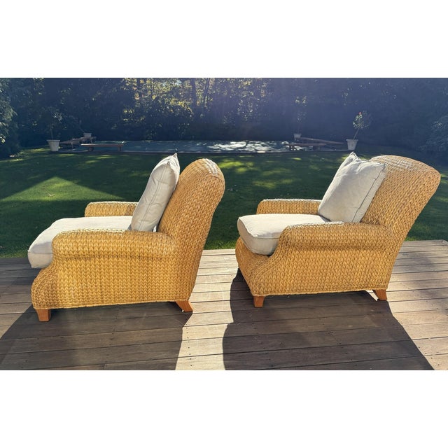 2000 - 2009 Pair of Original Ralph Lauren Woven Lounge Chairs For Sale - Image 5 of 16