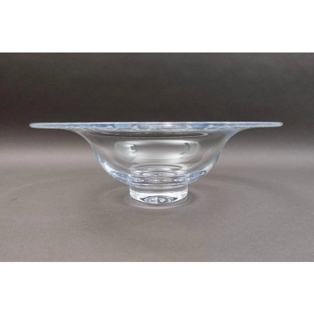 Contemporary Late 20th Century Simon Pearce Bless This Home With Love and Laughter Crystal Centerpiece Bowl For Sale - Image 3 of 8