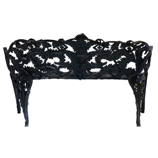 1950s Vintage Cast Iron Garden Bench W/Fern Motif For Sale - Image 5 of 9