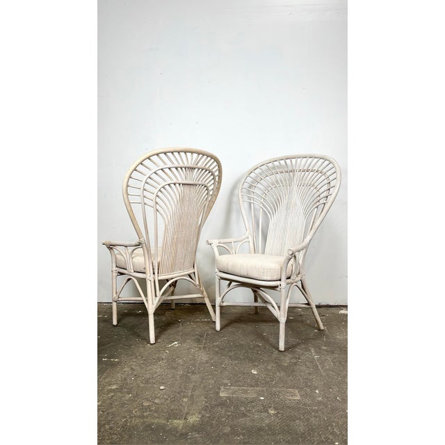 Vintage Rattan Fan Back Chairs- A Pair For Sale In Tampa - Image 6 of 12