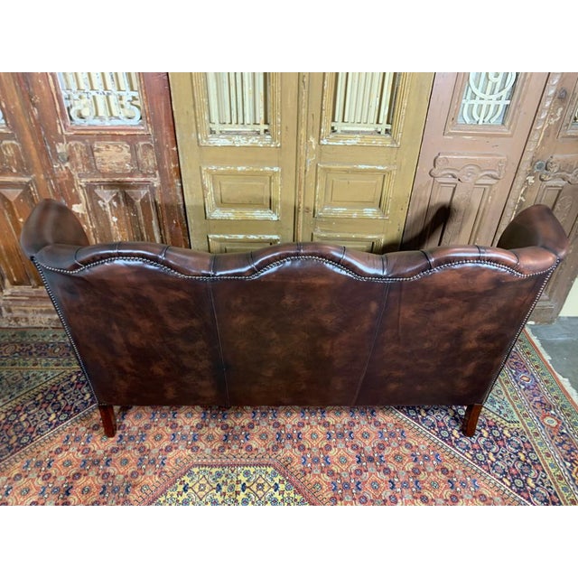 Vintage Mid-Century English Brown Leather Chesterfield ...