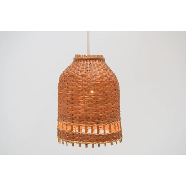 Wood Mid-Century Wicker Pendant Lamp from Uluv, 1960s For Sale - Image 7 of 12