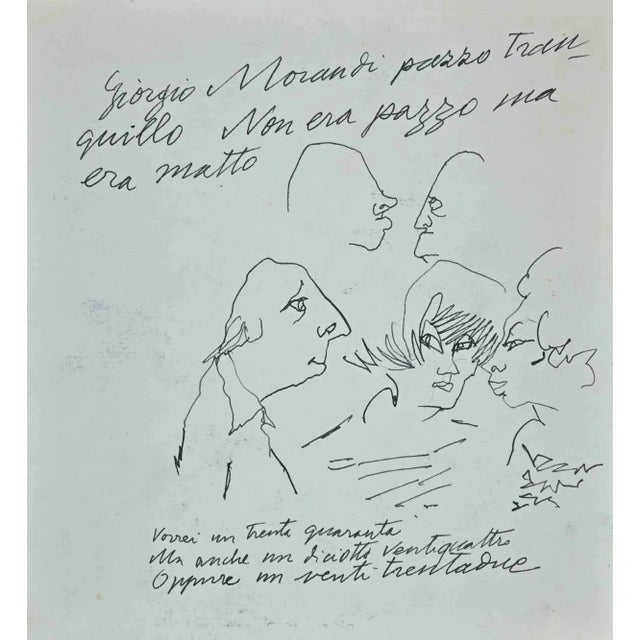 Mino Maccari, Figures, Original Drawing, Mid-20th-Century For Sale - Image 3 of 3