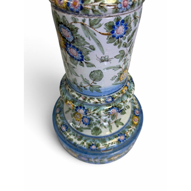 Ceramic Vintage Italian Polychrome Faience Ceramic Pedestal Column For Sale - Image 7 of 7