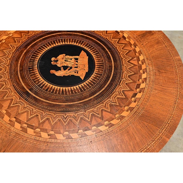 Early 19th Century Italian 19th Century Marquetry Inlay Round Center Table For Sale - Image 5 of 14
