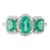 Natural Three Stone Emerald Halo Diamond Wedding Ring Size 7 in 14k White Gold For Sale