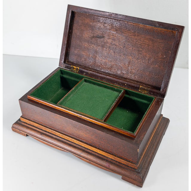 Early 20th Century Folk Art Inlaid Wood Dresser Box With Alligator Surface For Sale - Image 9 of 14