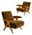 José Zanine Caldas Pair of Brazilian Modern Armchairs in Pau Marfim & Olive Mohair, Brazil, 1950s For Sale