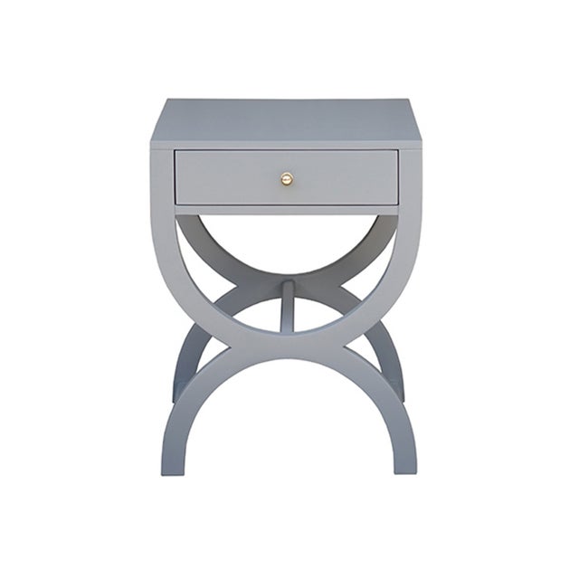 Contemporary Matthew Izzo Home Alexis Matte Grey Lacquer One Drawer Side Table With Brass Knob For Sale - Image 3 of 3