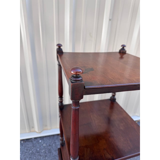 This handsome antique Georgian-style mahogany dessert trolley is from England. Sometimes referred to as a “dumb waiter” or...