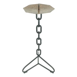 Large Brutalist Iron Copper 21 Candleholder, 1960s For Sale