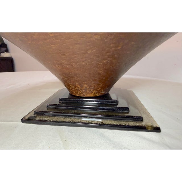 Large Eva 96' Mid Century Modern Hammered Copper Glass Footed Centerpiece Bowl For Sale - Image 4 of 11