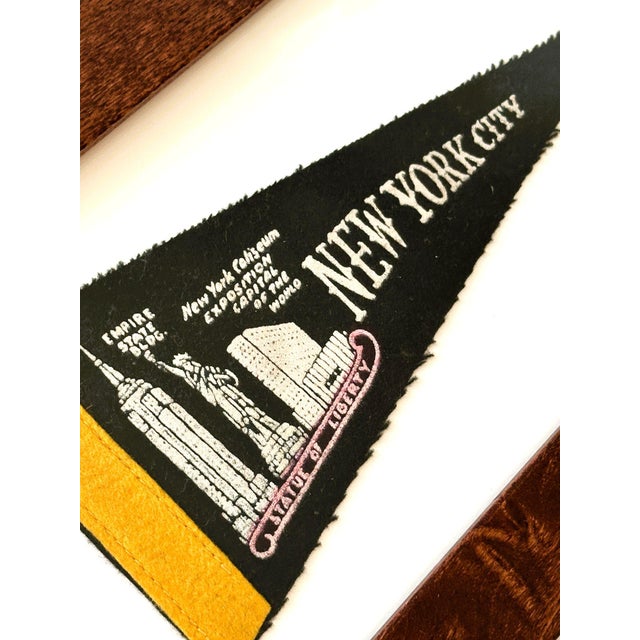 Description: Vintage Travel Pennant from the 1960s or earlier. New York City, New York vintage small black pennant. Give a...