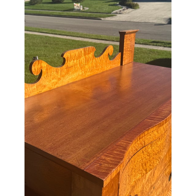 19th Century American Empire Tiger & Birdseye Maple Chest of Drawers For Sale - Image 9 of 11