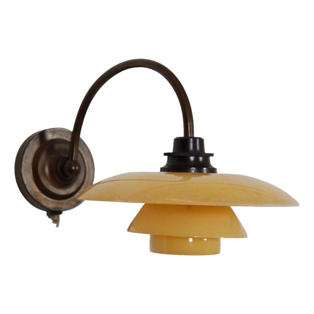 Wall Lamp Ph-1/1 with Yellow Shades by Poul Henningsen, 1930s For Sale