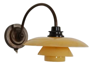 Wall Lamp Ph-1/1 with Yellow Shades by Poul Henningsen, 1930s