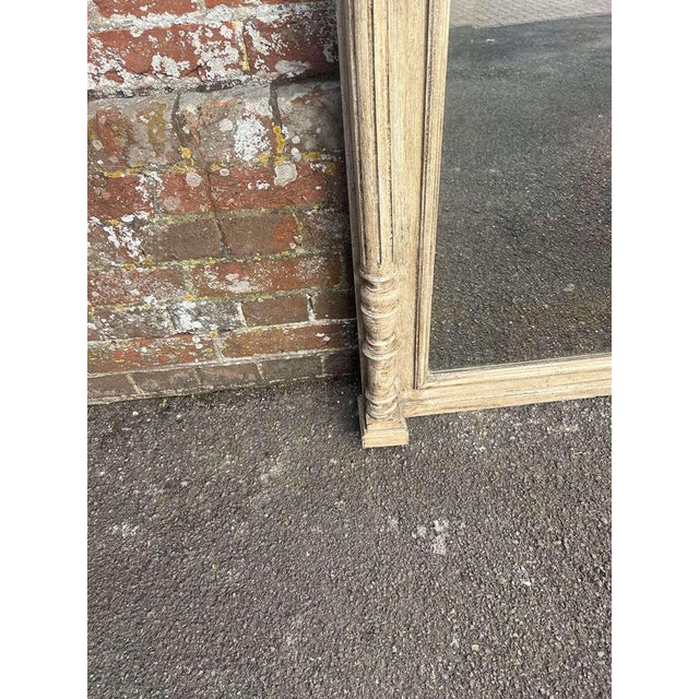 Large Antique French Carved Wood Painted Mirror For Sale - Image 3 of 7