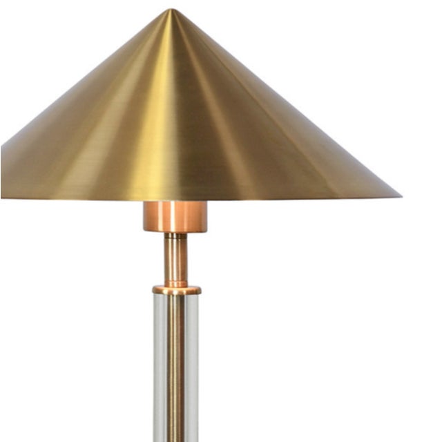 Contemporary Matthew Izzo Home Tate Antique Brass Acrylic Pole Table Lamp With Metal Shade. For Sale - Image 3 of 4