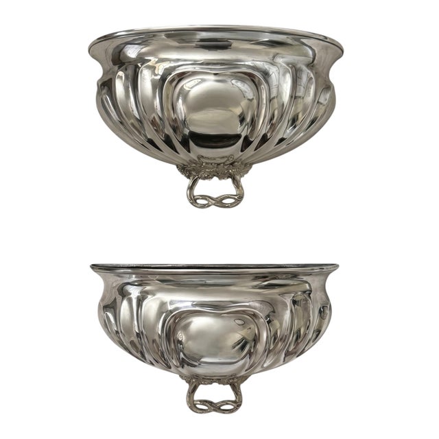 1960s Silver Plated Mead Dome as Wall Pockets or Planters - A Pair For Sale In Los Angeles - Image 6 of 6