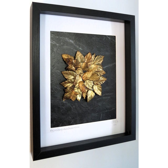 Sold individually, I have 2 of these absolutely unique shadowbox framed Vintage Italian Tole Leaf Sculptural 3-D...