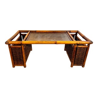 Vintage Bamboo and Rattan Breakfast Tray With Newspaper/Book Holder For Sale