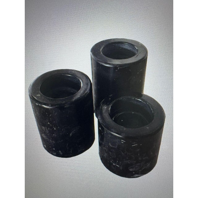 Vintage Candleholders in Black Marquinia Marble, Set of 3 For Sale - Image 6 of 6